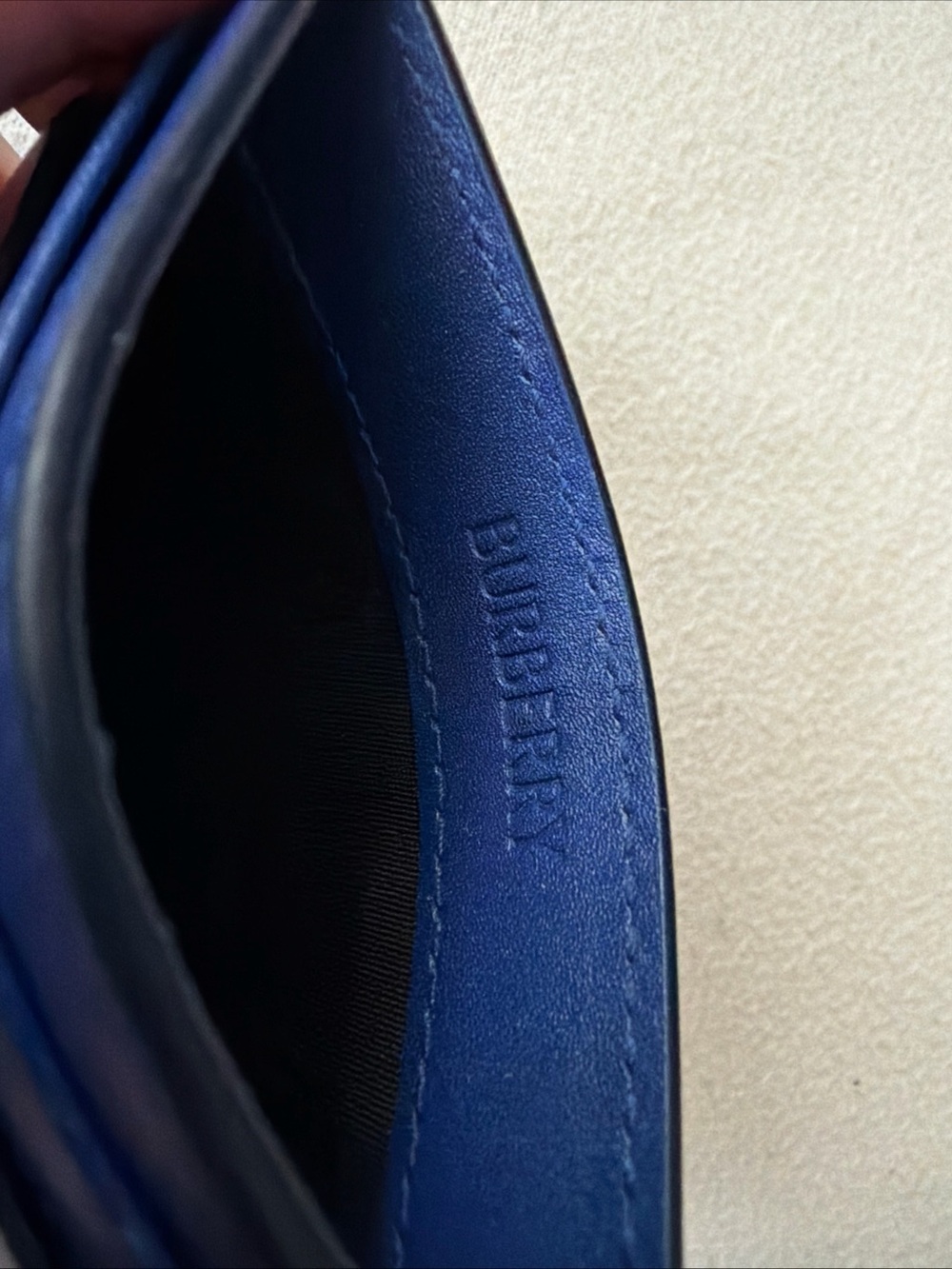 Burberry Blue Leather Card & Key Sleeve - Picture 3 of 3